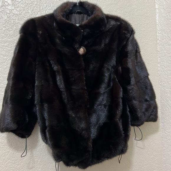 Genuine mink cropped jacket - Picture 6 of 14